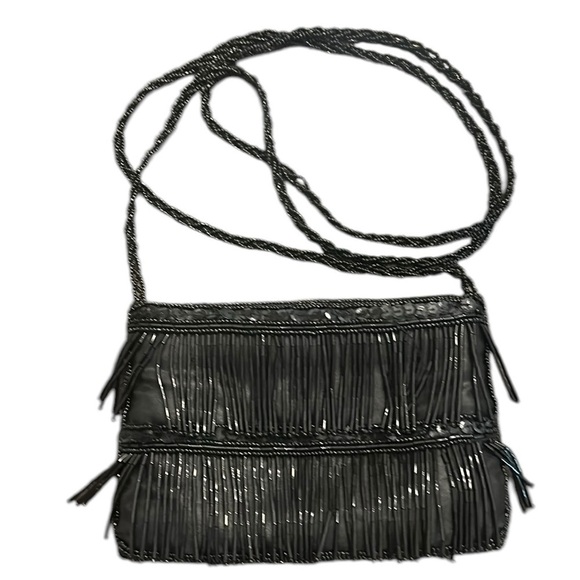 Mini Shoulder Purse Beaded Black Evening Bag - Picture 1 of 14